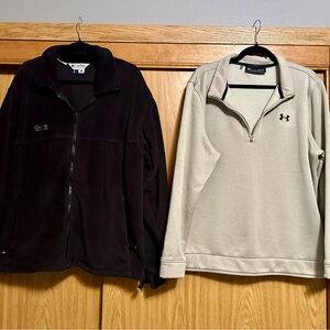 Men’s Under Armour quarter zip, hoodie & Columbia fleece